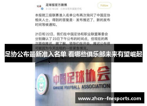 足协公布最新准入名单 看哪些俱乐部未来有望崛起