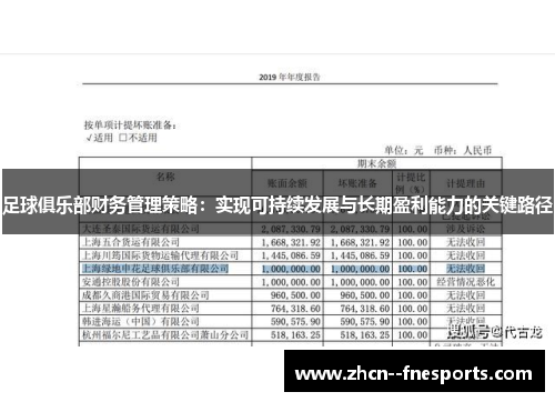 足球俱乐部财务管理策略：实现可持续发展与长期盈利能力的关键路径
